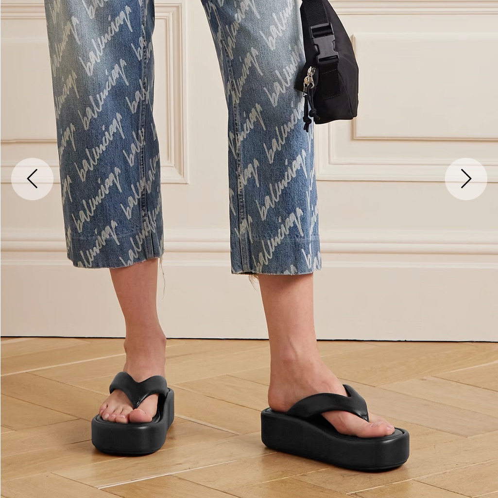 Balenciaga Rise Thong Sandals Platforms 90s Black & White